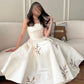 White tube top fashionable elegant satin mid-length embroidered ball gown evening dress nv3040