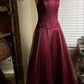 Burgundy Vintage Elegant Beaded Long Prom Dress Evening Gown Party Dress nv2608