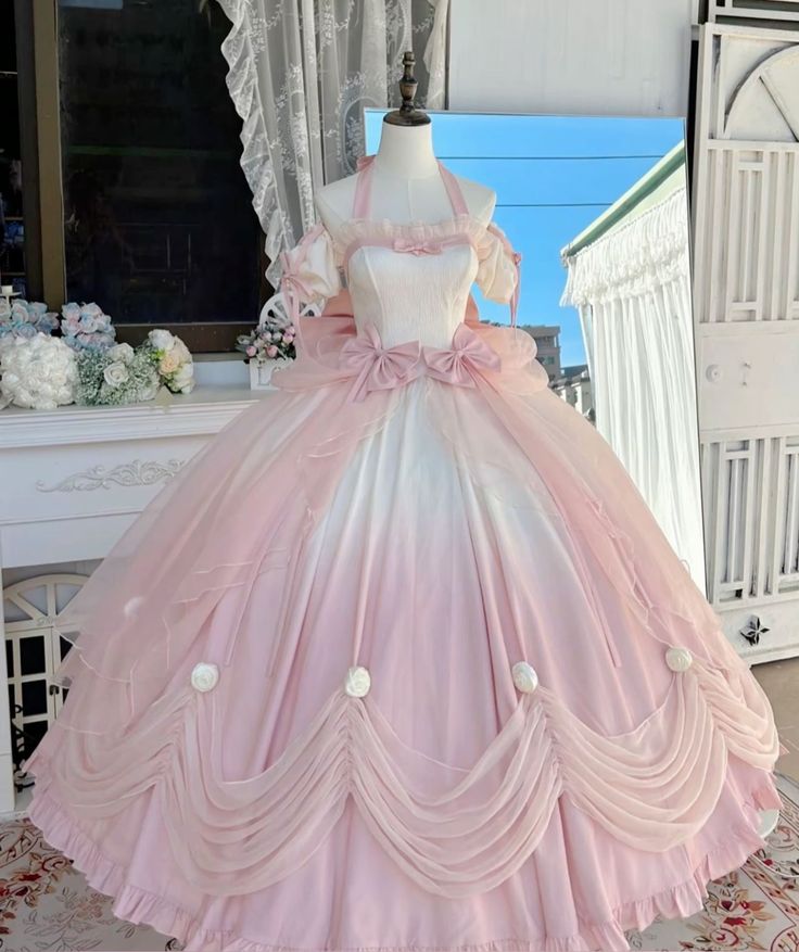 Pink/blue/Purple Sweet Bow Decoration Long Tulle Short Sleeve Ball Gown Evening Dress nv2983