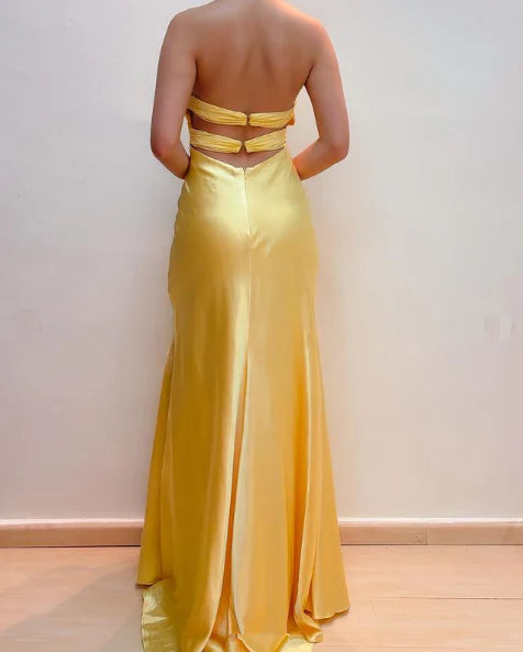 Yellow Fashion Elegant V Neck Formal Long Prom Dress Evening Gown Party Dress nv2947