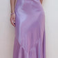 Robe de soirée longue en satin violet vintage avec col en V et strass nv2333