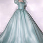 Green Unique Tulle Long Prom Dress Sweet 16 Years Old Dress Evening Dress nv2043