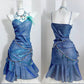 Blue Sparkling Sequin Spaghetti Strap Short Homecoming Dress Party Gown nv3023