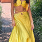 Yellow spaghetti strap off-shoulder waist suit long ball gown evening dress party dress nv2345