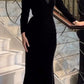 Black sexy elegant long velvet sequined ball gown evening dress nv3178