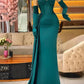 Dark Green Elegant Mermaid Long Spaghetti Strap Ball Gown with Ruffles nv1980