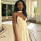 Simple Long Satin White Bridal Gown Ball Gown Evening Dress nv2902