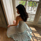 Blue fashion spaghetti strap tulle long ruffled ball gown evening dress party dress nv3245