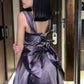 Purple Wide Straps Back Bow Elegant Midi Satin Ball Gown Evening Dress Party Dress Homecoming Dress nv3175