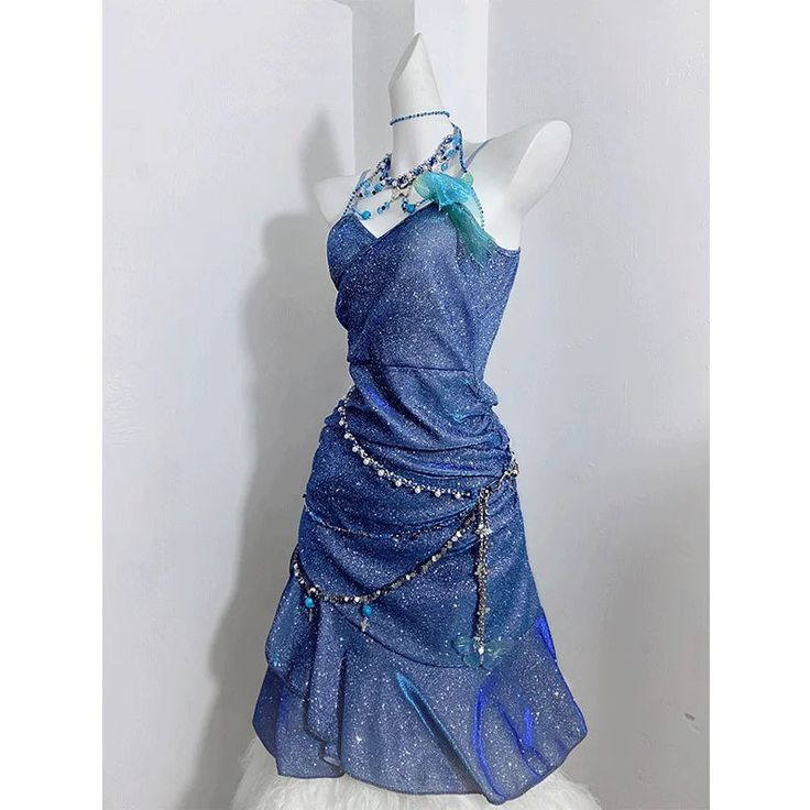 Blue Sparkling Sequin Spaghetti Strap Short Homecoming Dress Party Gown nv3023