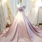 Robe de soirée longue en satin rose magnifique et élégante nv3309