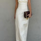 White fashion one shoulder off shoulder slim ball gown evening dress party dress nv1943