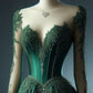 Green gorgeous exquisite beaded lace sweetheart neckline long satin elegant ball gown evening dress nv3393