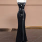 Black spaghetti strap butterfly chain long ball gown evening dress nv2950