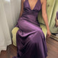 Robe de soirée longue violette élégante à col en V et dos nu, style sirène, vintage, robe de bal, robe de soirée, robe de soirée nv2622