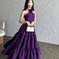 Purple Strap Fashion Long Satin Ball Gown Evening Dress nv3150