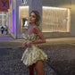 Gold Simple Sleeveless Fashion Pleated Short Prom Dress Party Dress Homecoming Dress nv2174