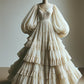 Ivory White Gorgeous Vintage Elegant Long Tulle Lace Ball Gown Evening Dress nv3351