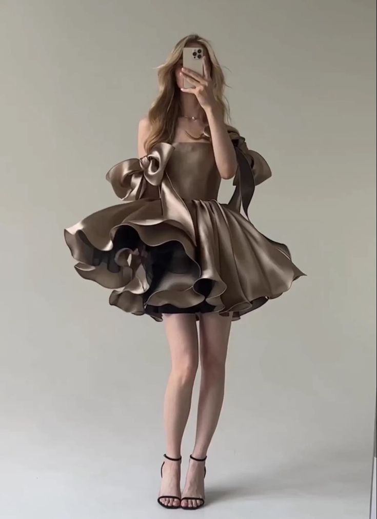 Brown Fashion Chic Short Mini Prom Dress Homecoming Dress Birthday Party Dress nv2550