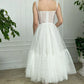 ivory sweetheart neck tea length prom dress ivory formal dress nv1533