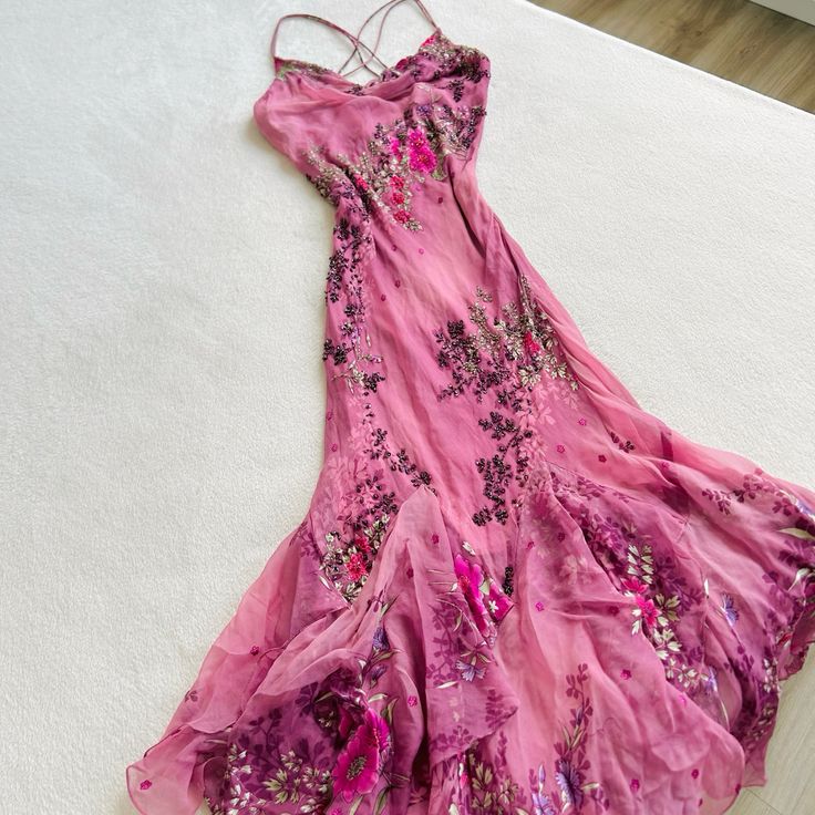 Robe de soirée longue en mousseline de soie à bretelles spaghetti rose élégante robe de bal nv3264