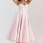 Pink Elegant Sleeveless V Neck Tulle Lined Midi Gown Ball Gown Evening Dress nv1891