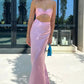 Pink Satin Elegant Halter Neck Hollow Tube Midi Dress Suit Dress Party Dress Evening Dress Ball Gown nv1913