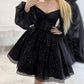 Black Shiny Fashion Short Homecoming Dress Christmas Holiday/Birthday Party Dress nv3073