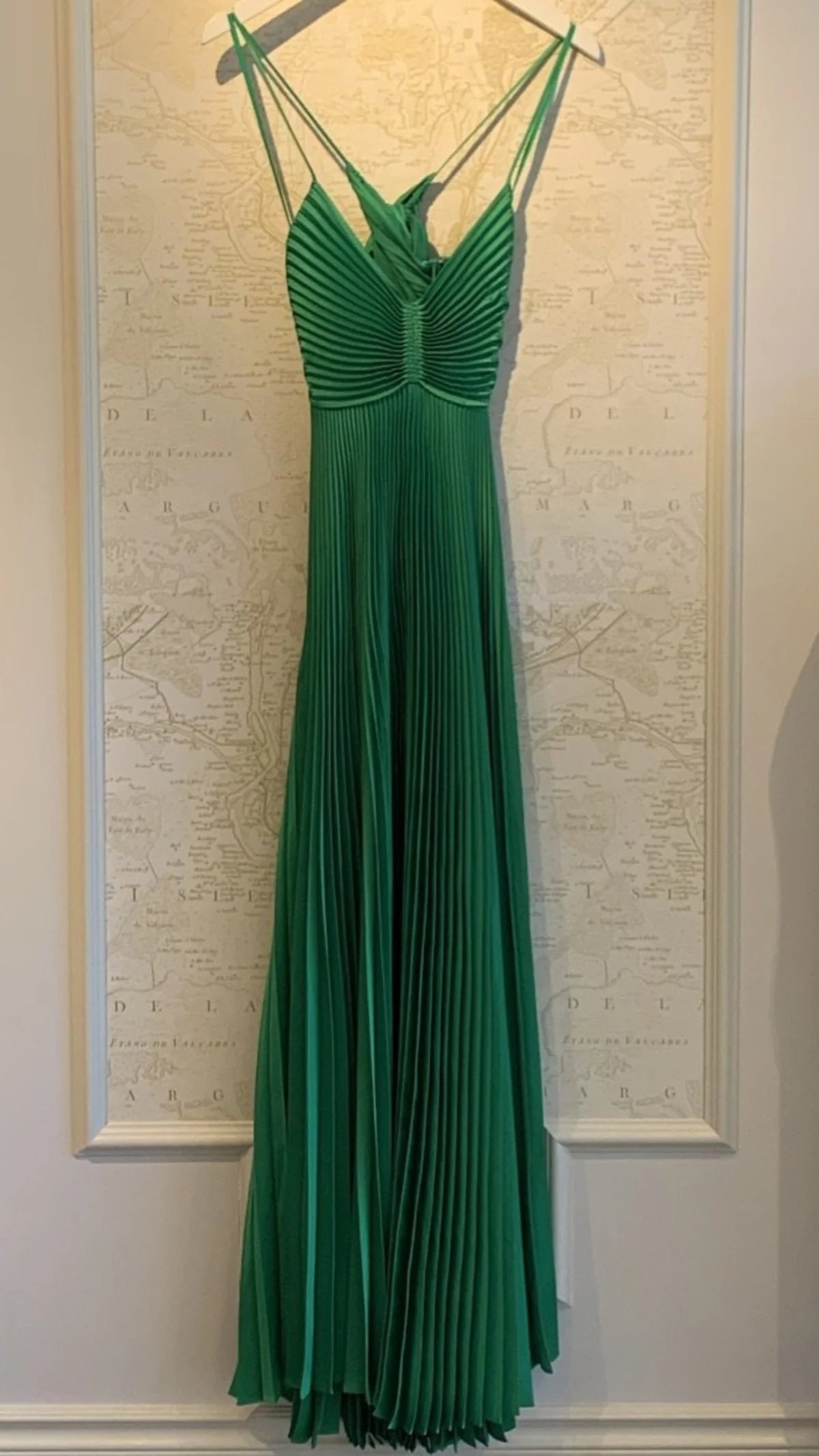 Green Long Pleated Tie Back Evening Dress nv1714