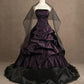 Purple and Black Gothic Vintage Elegant Applique Beaded Long Prom Gown Evening Gown Party Dress nv2603