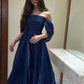 Dark blue simple elegant strapless tube top ribbon long ball gown evening dress party dress nv2488