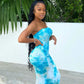 Blue Strapless Chiffon Long Ball Gown Evening Gown Party Dress nv2800