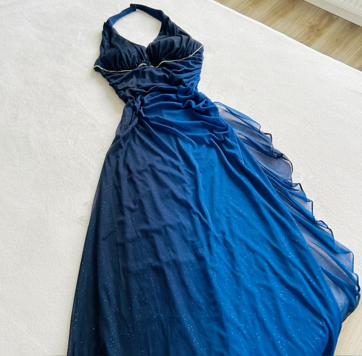 Blue gradient fashion elegant exquisite beaded long tulle ball gown evening dress party dress nv3396