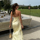 Yellow Fashion Off-shoulder Long Satin Slim Fit Ball Gown Evening Gown Party Dress nv3162