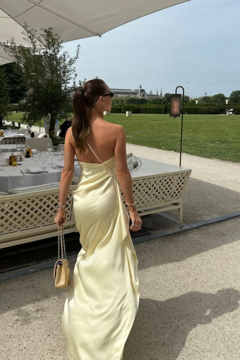 Yellow Fashion Off-shoulder Long Satin Slim Fit Ball Gown Evening Gown Party Dress nv3162