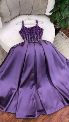 Purple Gorgeous Sequin Rhinestones Decorated Long Ball Gown Evening Dress nv2998