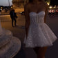 White shiny sequins simple cute short evening dress birthday party dress nv3053