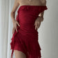 Red ruffled sleeveless short prom dress homecoming dress nv1956