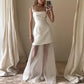 White simple elegant long satin tulle ball gown evening gown wedding dress nv2910