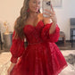 Cute sweetheart neck burgundy short prom dress, burgundy homecoming dress nv1545