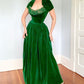 Emerald Green Vintage Elegant Long Velvet Ball Gown Evening Dress nv3381