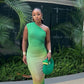 Green stylish elegant one shoulder gradient long ball gown evening dress nv2892