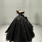 Black gorgeous delicate floral purple applique long satin elegant ball gown evening dress nv3379