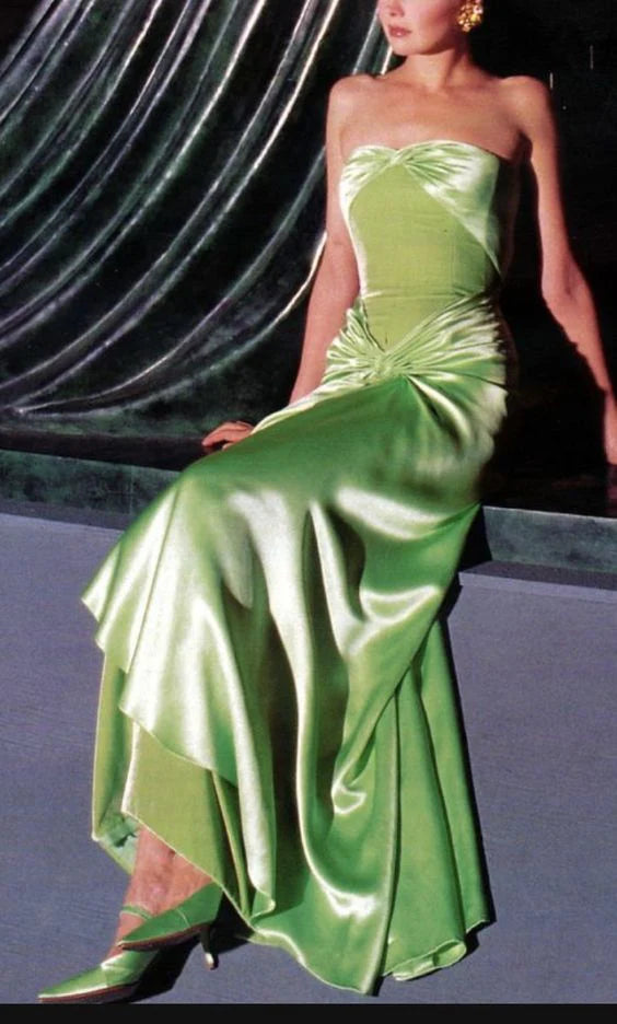 Green off the shoulder bodycon velvet satin long vintage ball gown evening dress nv1931