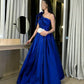 Blue one shoulder fashion simple elegant long ball gown evening dress nv3042