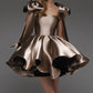 Brown Fashion Chic Short Mini Prom Dress Homecoming Dress Birthday Party Dress nv2550