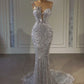 Silver Sequin Floor Length Mermaid Long Sleeveless Ball Gown Party Dress Evening Gown nv2067