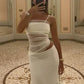 White tulle simple spaghetti strap long ball gown evening dress party dress nv2713