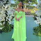 Green small V-neck long chiffon fashion elegant ball gown evening dress wedding guest party dress nv3068