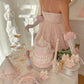 Pink Strapless Lace Short Mini Homecoming Dress Birthday Party Dress nv2861